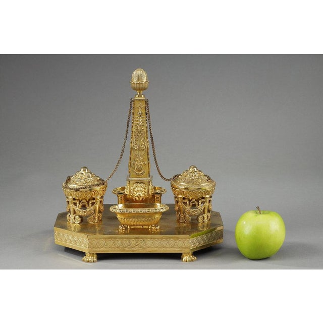 Empire Period Gilt Bronze Obelisk Inkwell, 1810 For Sale - Image 6 of 18