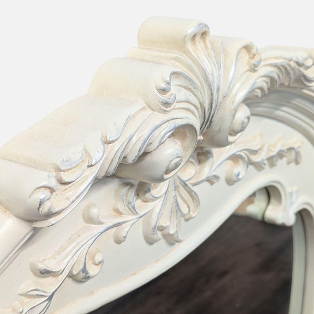 2000 - 2009 Carved and Arched Mirror in White Finish For Sale - Image 5 of 8
