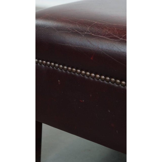 Red Bordeaux Cowhide Leather Ottoman For Sale - Image 8 of 12