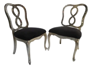 Pair of Figure 8 French Country Hollywood Regency Chippendale Cabriole Interlaced Louis XVII