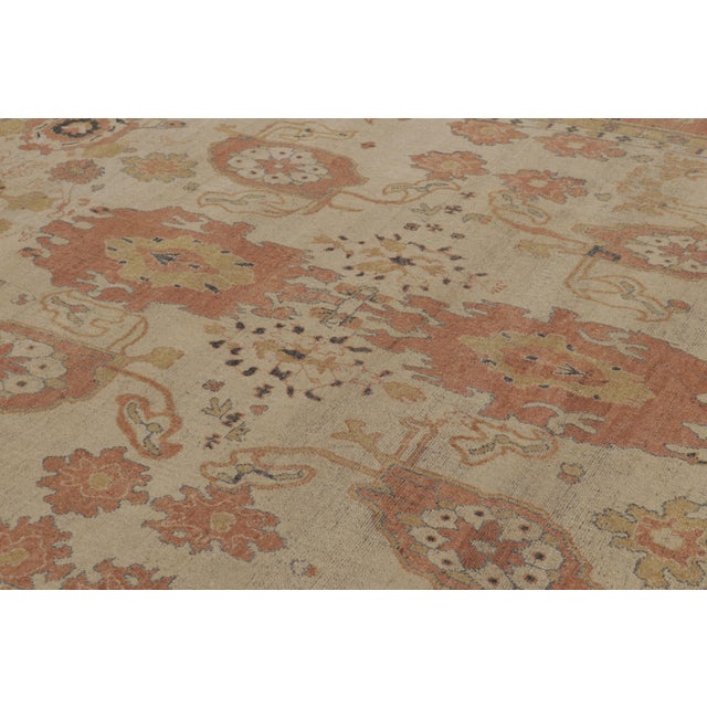 2010s Rug & Kilim’s Oushak Inspired Rug in Creamy Beige With Rust Floral Patterns For Sale - Image 5 of 8