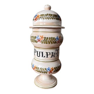 Mid-20th Century Italian Hand-Painted Apothecary Jar For Sale
