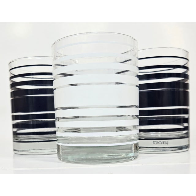 White Nautical Striped Lowballs- Set of Four For Sale - Image 8 of 9