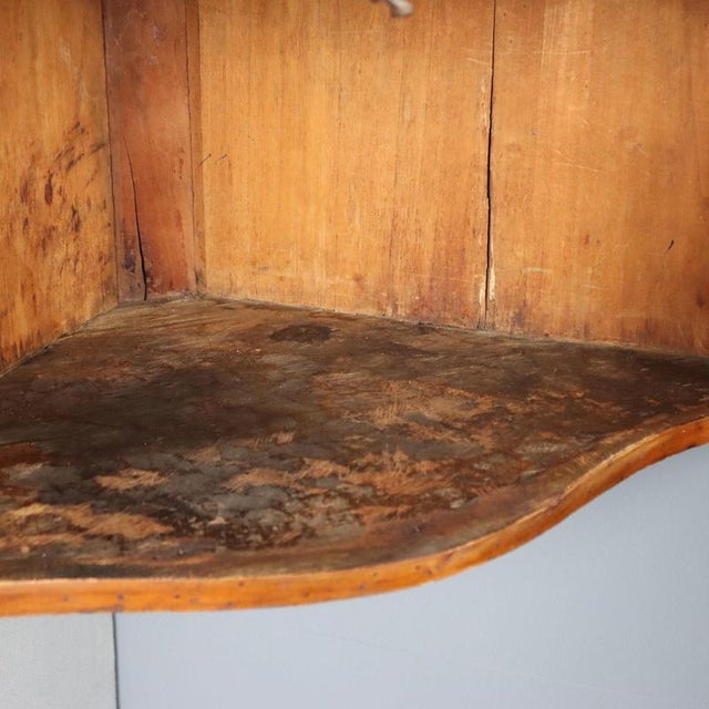 19th Century Hanging Walnut Corner Cabinet, Italy For Sale - Image 9 of 11