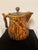 Antique Rockingham Majolica Pitcher With Oak Leaf & Crain Relief Complete With Original Wood Lid For Sale - Image 12 of 14
