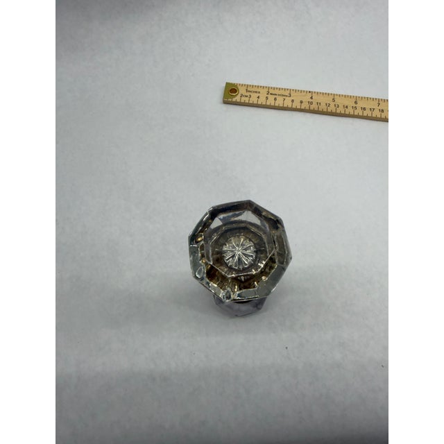 Victorian Antique Victorian Clear Octagonal Cut-Glass Doorknobs With Spindle - Pair For Sale - Image 3 of 8