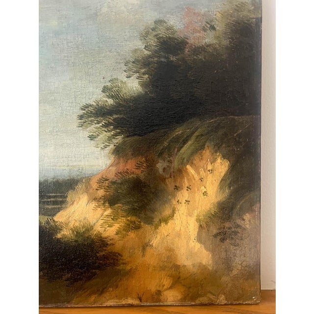 Acquired in France, a beautiful large 19th century landscape oil painting on canvas. This glorious painting is nicely...