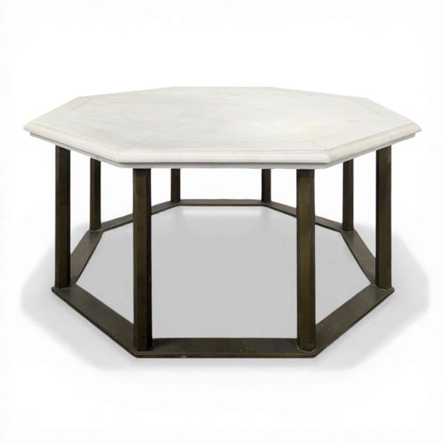 Stone Octagonal Coffee Table with Marble Top, 1940s For Sale - Image 7 of 7
