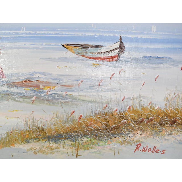 Mid 20th Century Mid 20th Century Framed Oil Painting Victorian Ladies on Beach Seaside For Sale - Image 5 of 7