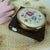 White 50s Margaret Rose Embroidered Powder Compact Made in England Original Box For Sale - Image 8 of 9