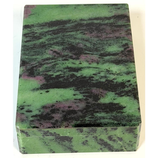 Italian Green & Plum Specimen Marble Box, Alabaster Interior, Florence, 1970s For Sale In West Palm - Image 6 of 15