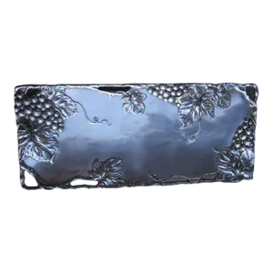 Vintage Arthur Court Grape Rectangular Aluminum Metal Serving Tray, Handmade 2002