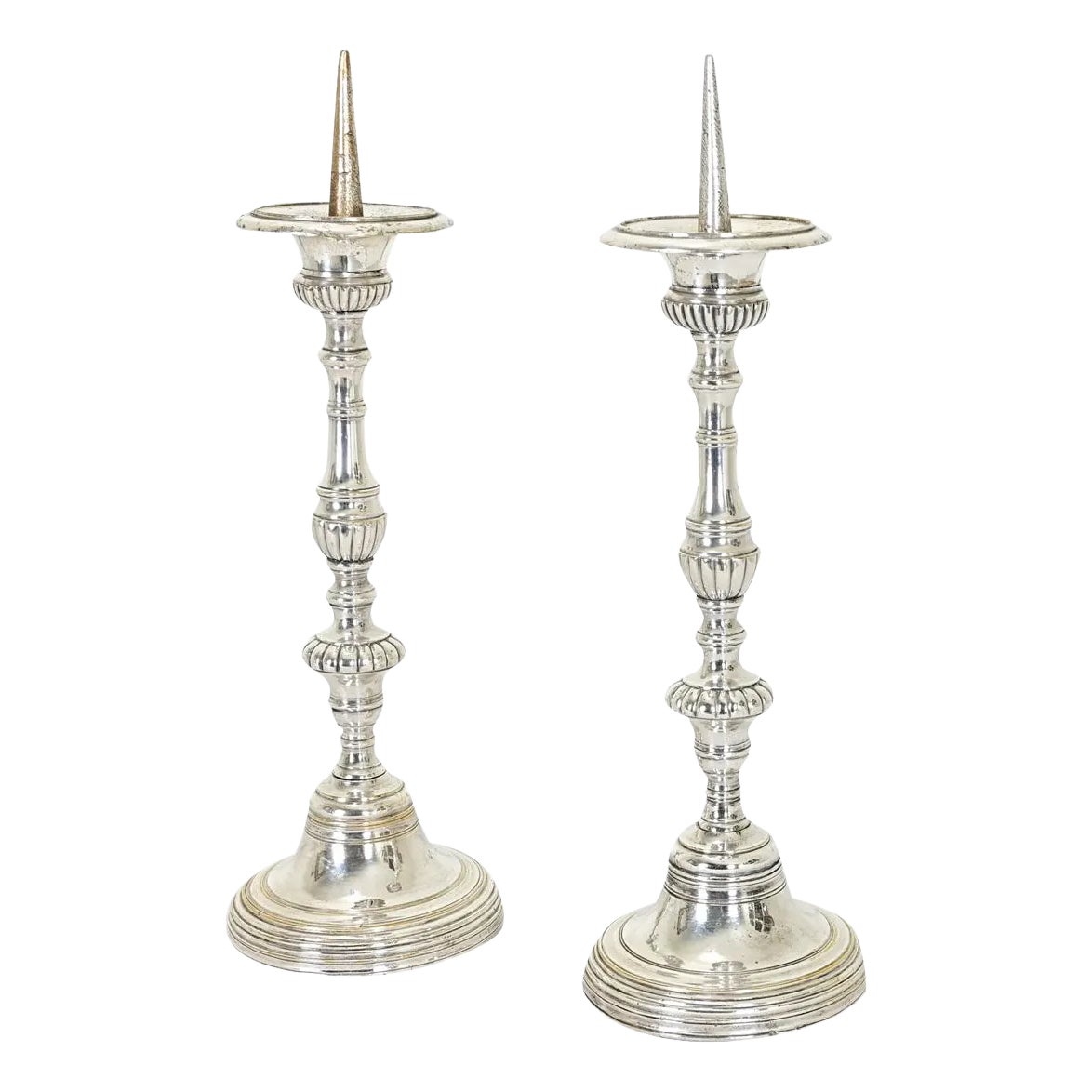 Pair of French 19th Century Silver Plate Candlesticks | Chairish