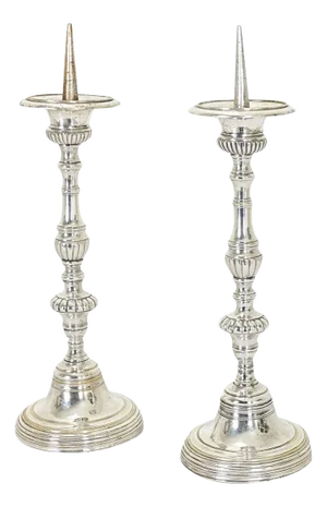 Pair of French 19th Century Silver Plate Candlesticks