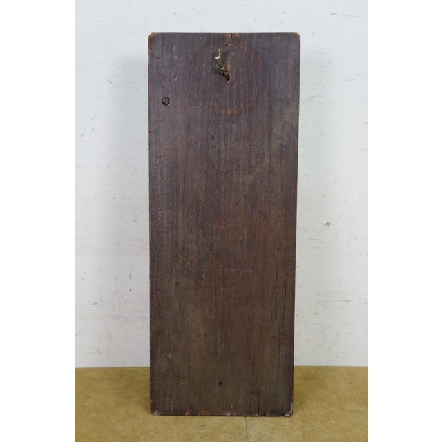 Antique Folk Art Anno 1716 Geometric Carved Oak Door Handle Wall Plaque 19" For Sale - Image 4 of 11