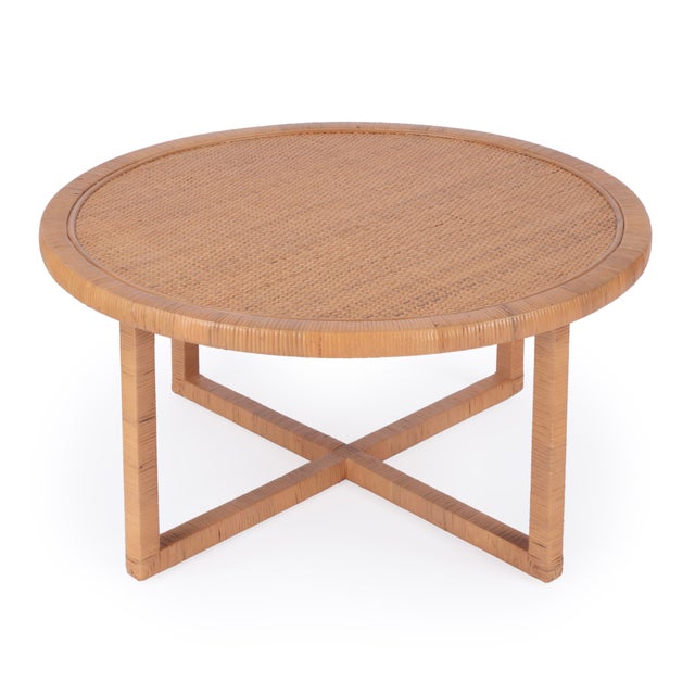 Spritely Home Accent Furniture Captiva 39 in. W Round Rattan Coffee Table, Natural Rattan For Sale - Image 4 of 8