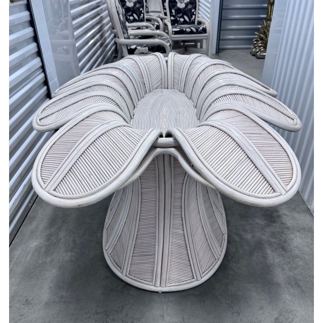 Vintage Flower Oval Dining Table in Pencil Reed Bamboo and Rattan For Sale - Image 13 of 16