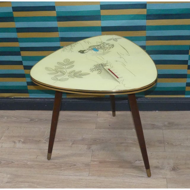 Asian Gold Cocktail Table with Cream-Colored Glass Top, 1960s For Sale - Image 9 of 13