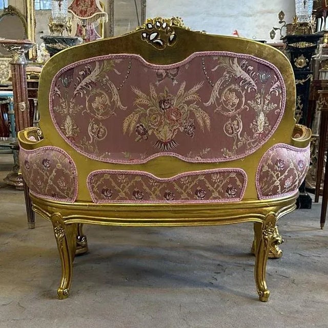 Rococo French Rococo Style Pink Big Chair With Gold Details For Sale - Image 3 of 3