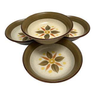 Vintage Midcentury Stoneware 1960s/70s Bowls, Set of Four Japan For Sale