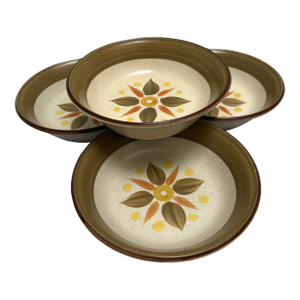 Vintage Midcentury Stoneware 1960s/70s Bowls, Set of Four Japan