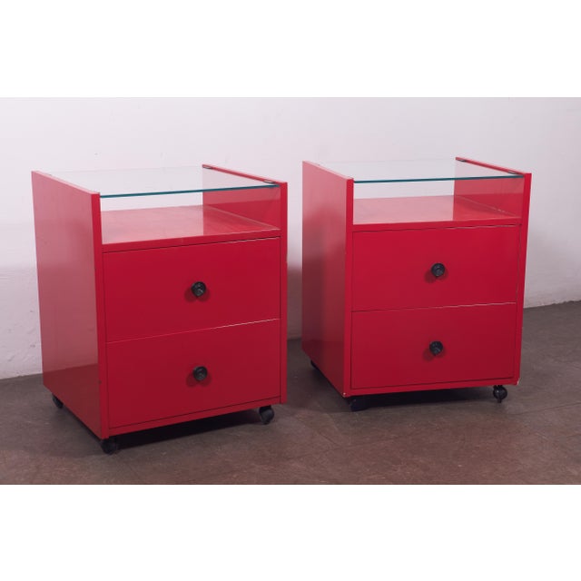 Metal Red Bedside Tables by Carlo De Carli for Sormani, 1970s, Set of 2 For Sale - Image 7 of 18