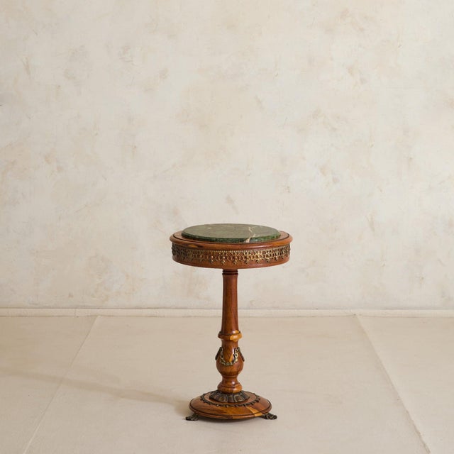 Antique French Napoleon III Guéridon Side Table with Green Marble Top For Sale - Image 4 of 9