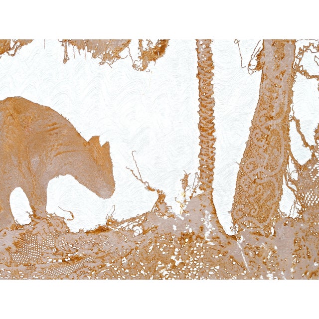 Mike Hoggg "Jungle Beast" Contemporary Neutral Toned Abstract Big Cat Animal Lace Painting, 2024 For Sale - Image 9 of 10