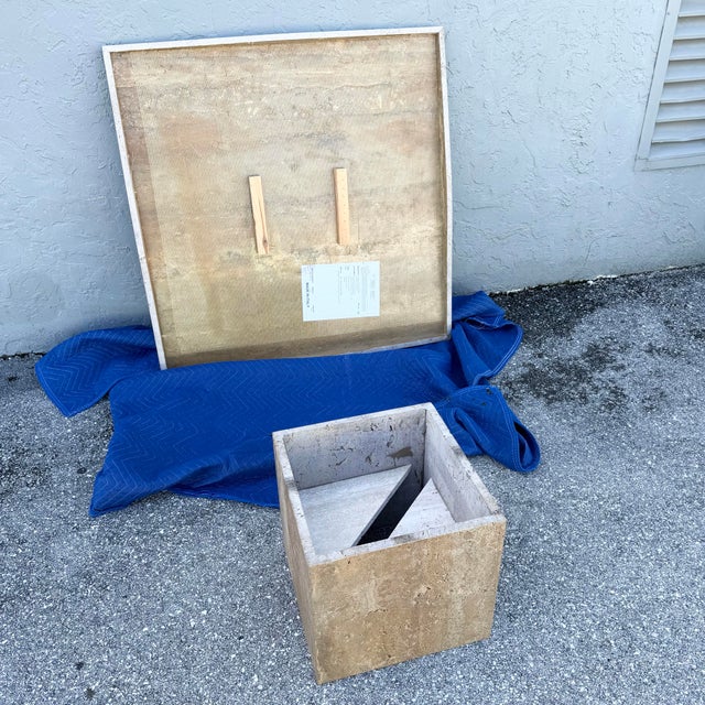Vintage Italian Polished Travertine Coffee Table For Sale - Image 12 of 12