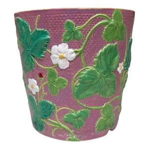 19th Century English Majolica Strawberries Jardiniere Minton