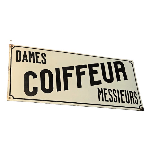 Domed Enamel Coiffeur Sign, 1910s For Sale