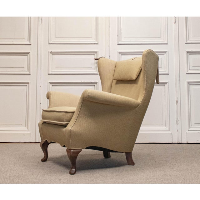 Textile Wingback Lounge Chair by Ernst Kühn for Lysberg Hansen & Therp, Copenhagen, 1930s For Sale - Image 7 of 12