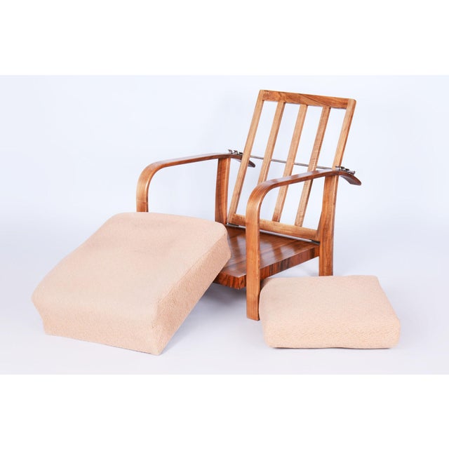 Art Deco High Gloss Reclining Armchair in Walnut, Czech, 1920s For Sale - Image 13 of 15
