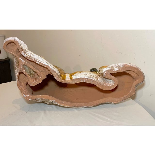 Large Antique Handmade Terracotta Pottery Italian Lion Majolica Sculpture Statue For Sale - Image 13 of 16