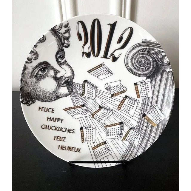Editioned Italian Fornasetti Calendar Porcelain Plate, 2012 For Sale - Image 9 of 12