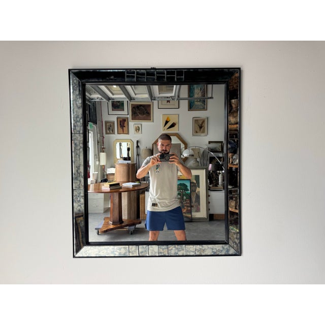 Hollywood Regency 1960s Hollywood Regency Black Framed Distressed Wall Mirror/ Sold For Sale - Image 3 of 12