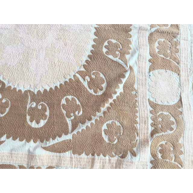 Boho Embroidered Terracotta Suzani Embroidery Wall Decor - 4'2'' X 4'9'' For Sale In New York - Image 6 of 9