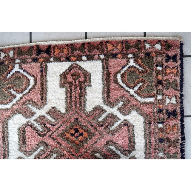 Orange 1970s, Handmade Vintage Persian Hamadan Rug 2.3' X 3.9 For Sale - Image 8 of 9