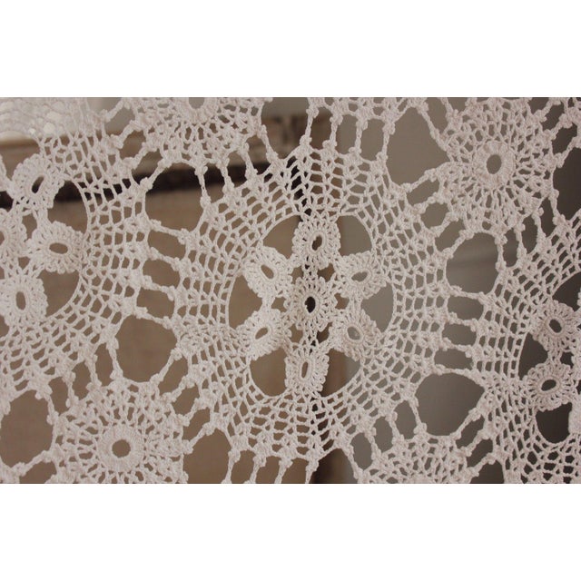Vintage French Hand Made Crochet Lace Coverlet Curtain Drape