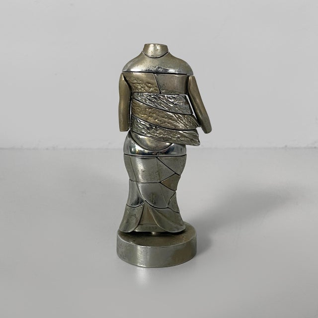 Spanish Nickel-Plated Metal Mini Cariatide Sculpture by Miguel Berrocal, 1968-1969 For Sale - Image 4 of 15