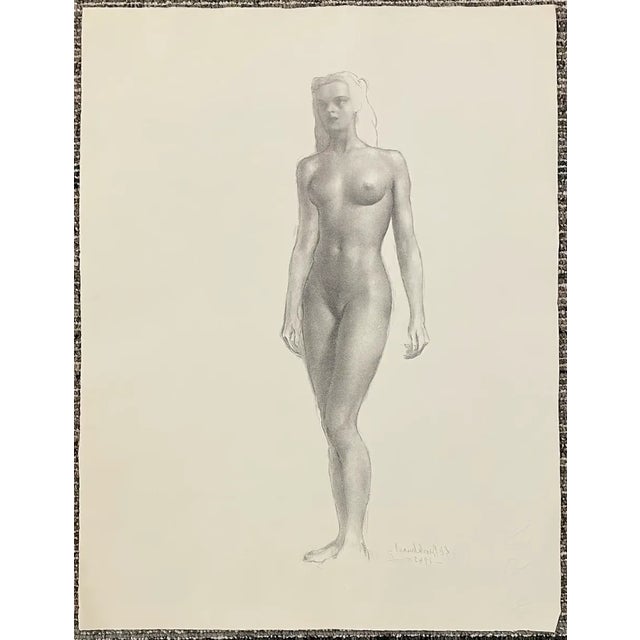 Figurative 1945 Gerald Brockhurst Diana Standing Nude Lithograph For Sale - Image 3 of 3