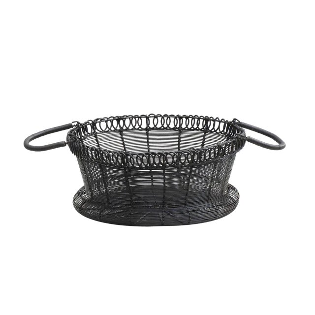 Antique French Woven Wire Basket, 1900 For Sale