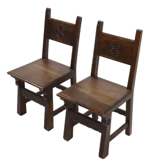 Set of 19th Century Spanish Hand Carved Oak Chairs