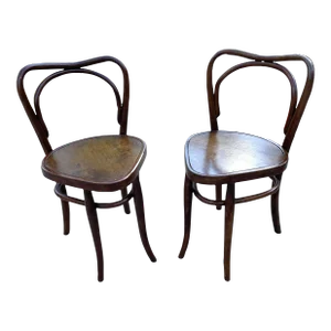 Antique Triangulated Bentwood Ice Cream Parlor Chairs - a Pair