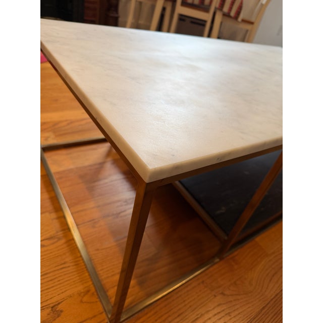 Brass Two Tone Beautiful Marble Table For Sale - Image 8 of 8