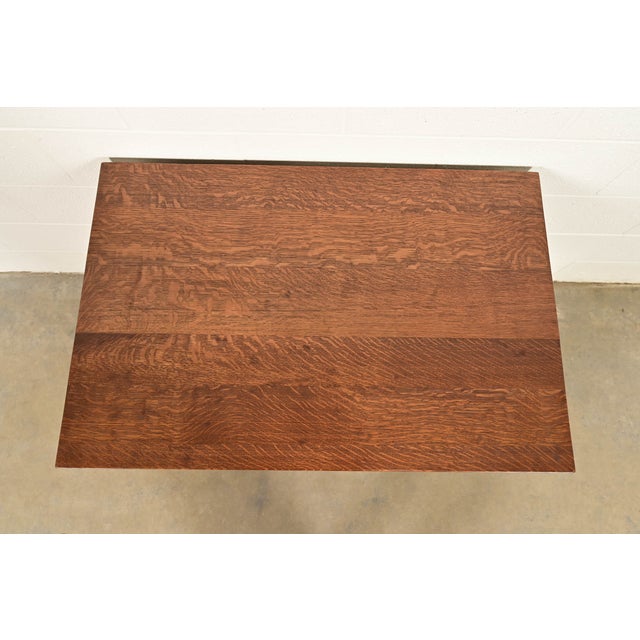 Lifetime Furniture Antique Mission Oak Arts & Crafts Desk or Library Table, Circa 1910 For Sale - Image 14 of 17