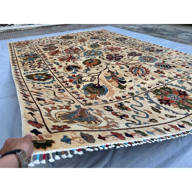 Islamic Hand-Knotted Afghan Suzani Chobi Wool Area Rug - 8'3" X 11'4" For Sale - Image 3 of 15