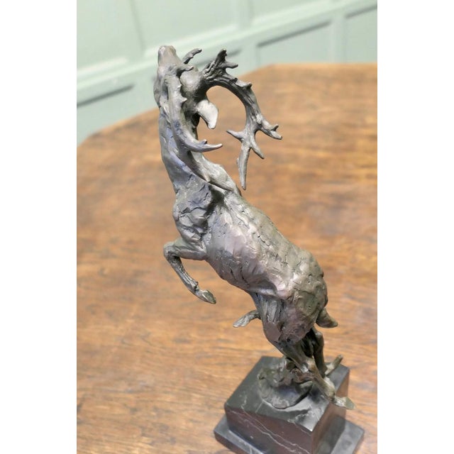 Vintage Bronze Sculpture of Deer Jumping, 1950 For Sale - Image 6 of 8