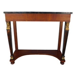 Fine Arts Furniture NeoClassical Regency Revival Marble Top Console Table 32"w For Sale