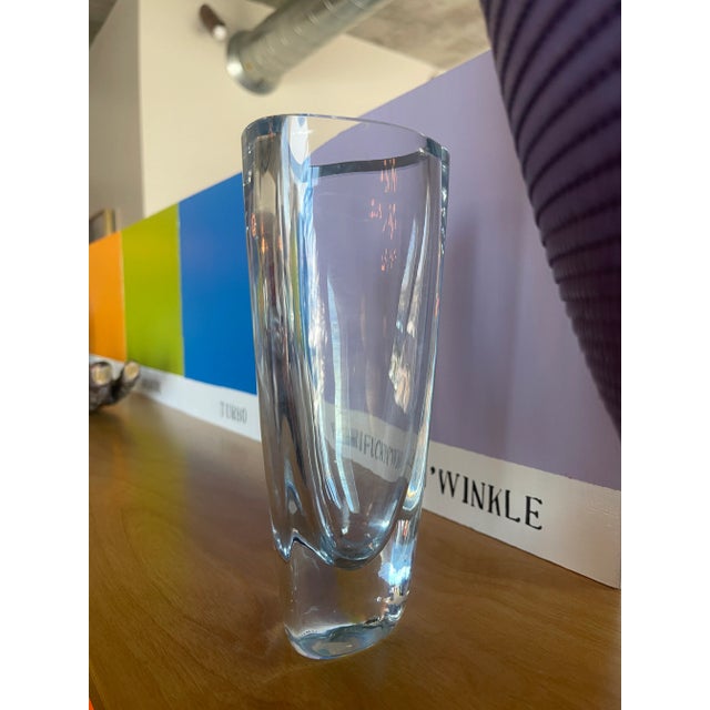 Vintage Scandinavian Danish Art Glass Vase Strömberg StrömbergStrömbergshyttan Triangle For Sale - Image 11 of 11